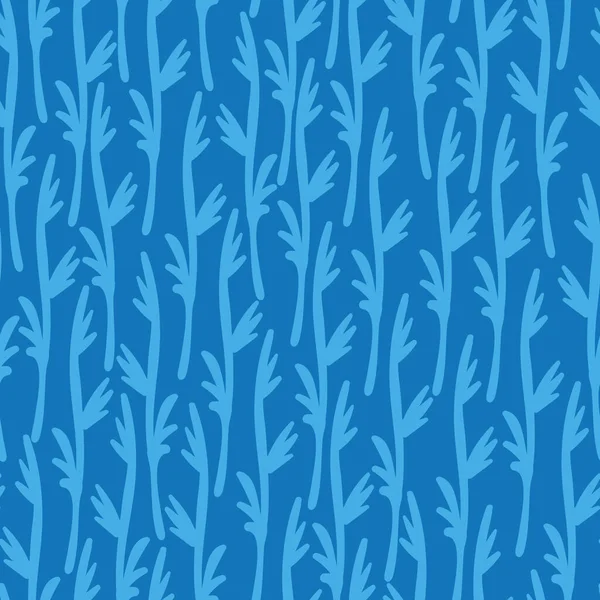 Azul plantas campo patrón de vectores sin costura — Vector de stock