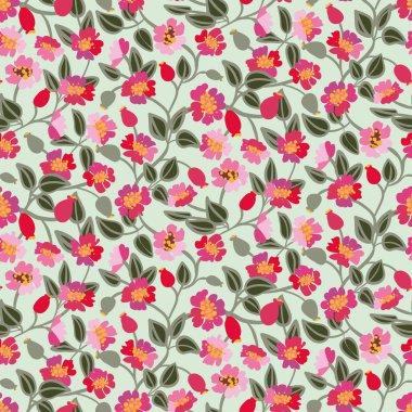 Pembe köpek gülleri. Çiçekler kusursuz vektör desenleri.