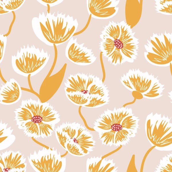 Yellow flowers seamless vector pattern — Stock Vector