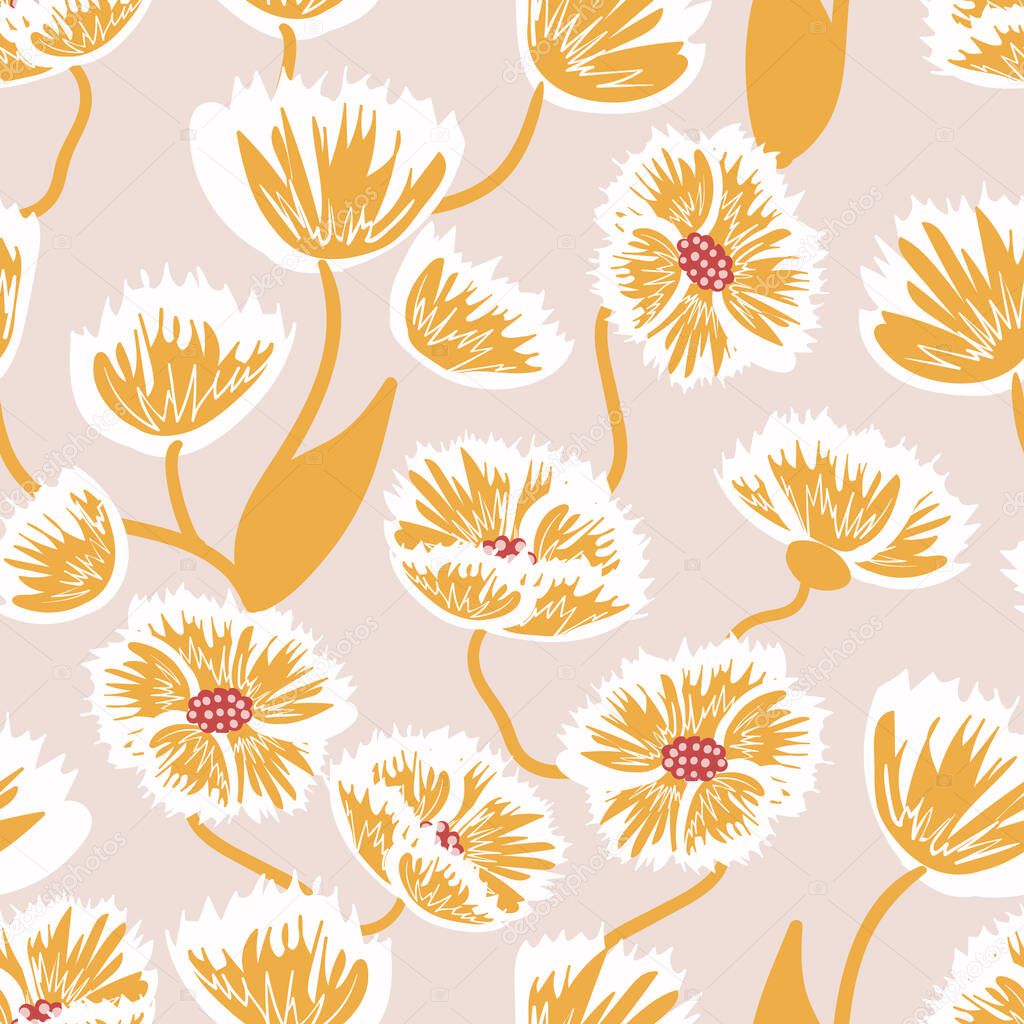 yellow flowers seamless vector pattern