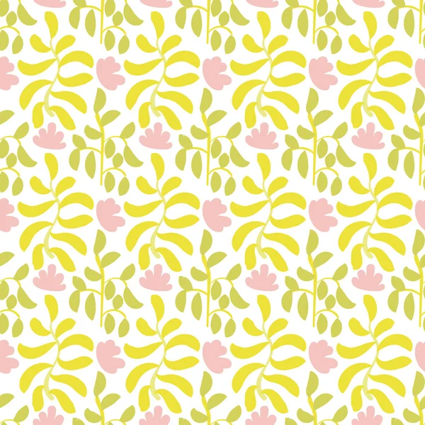 Botanical in sunny colors seamless vector pattern — Stock Vector