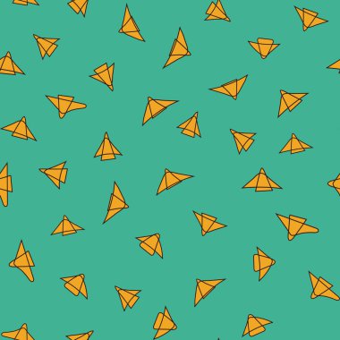 Parlak arkaplan üzerinde sarı kağıt uçaklar olan kusursuz vektör deseni