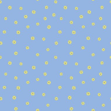 Sarı çiçekler mavi üzerinde kusursuz vektör deseni