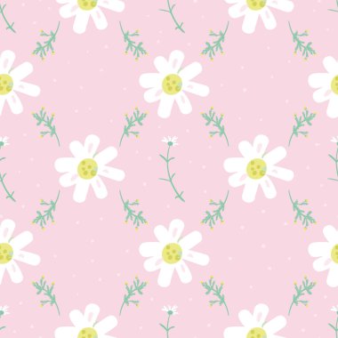 Papatyalar pastel renklerde kusursuz vektör deseni