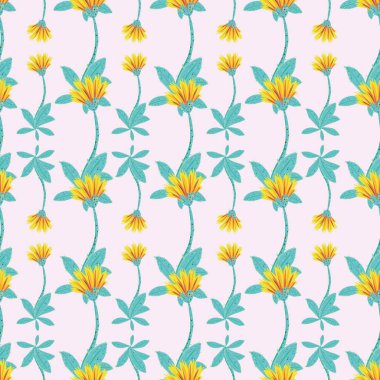 Piosella çiçekleri kusursuz vektör deseni.