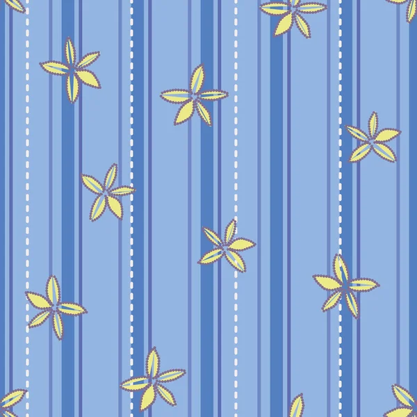 Κίτρινα λουλούδια σε μπλε αδιάλειπτη διανυσματικό μοτίβο — Διανυσματικό Αρχείο