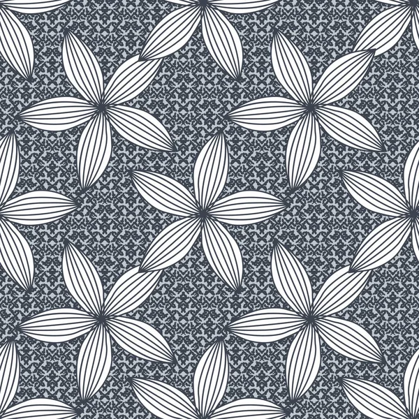 Grey blooms seamless vector pattern — Stock Vector