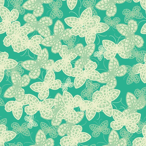 Мятные зеленые бабочки бесшовный векторный узор — стоковый вектор