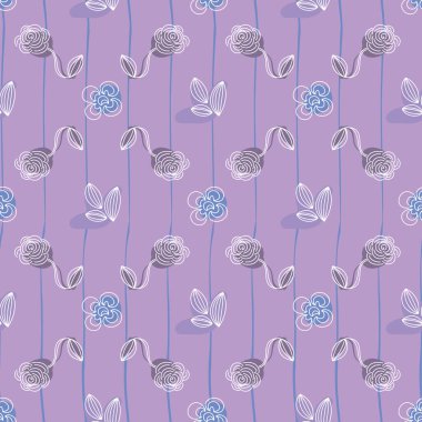 Karalama çiçekleri menekşe üzerinde kusursuz vektör deseni