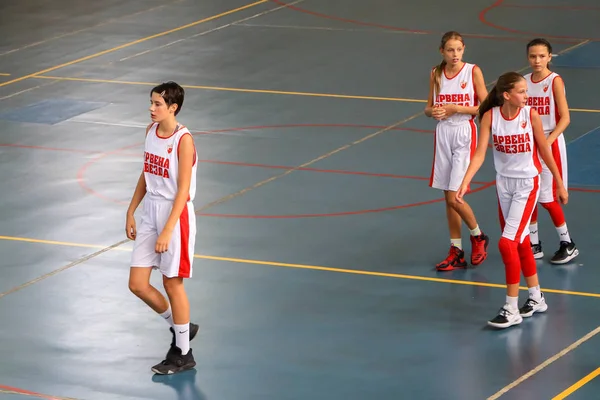 Kisac, Serbia - September 6, 2019: Female basketball team Red Star Belgrade at tournament in Kisac, Serbia — Stock Photo, Image