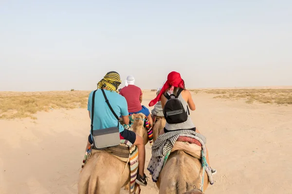 Туристи на верблюдах пустелі Сахара (Туніс, Африка). — стокове фото