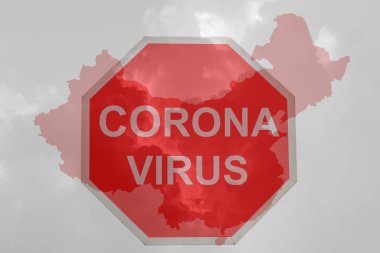 Corona Virüsü işareti ve Çin 'in harita ülke silueti