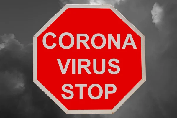 Wuhan Corona Virus sul segno rosso, concetto di protezione del virus, sfondo simbolo del segno, illustrazione vettoriale — Foto Stock