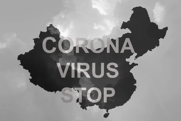 Corona Virus segno e la silhouette paese mappa della Cina — Foto Stock