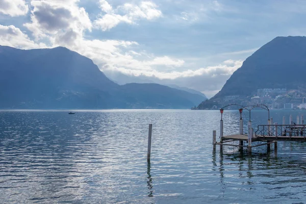 Lake Lugano with mountain views, Switzerland — Stock Photo, Image