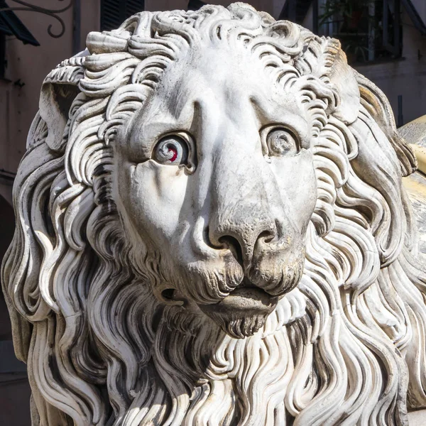 Estátua Leão Triste Entrada Catedral San Lorenzo Gênova Itália — Fotografia de Stock