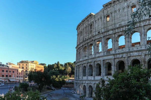 Vista Frontal Del Coliseo Roma Luz Del Día Italia —  Fotos de Stock