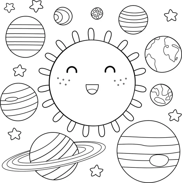 Solar System Coloring Page — Stock Vector