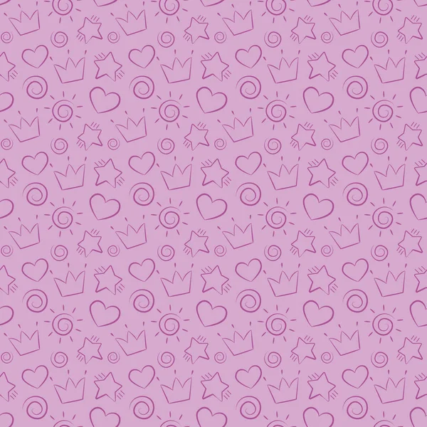 Taç, kalp, yıldız ve bukleli desen 