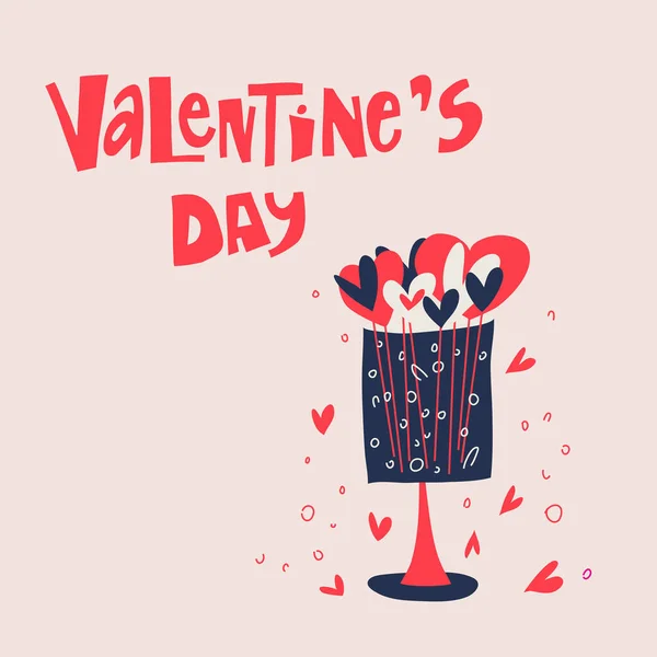 Sevgililer Günü metin romantik illüstrasyon ve tipografi öğeleri