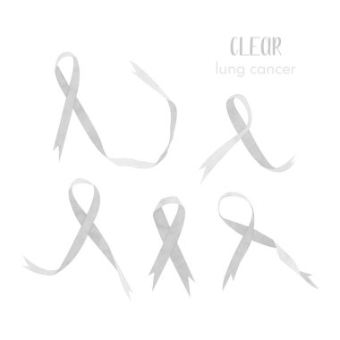 Beyaz arka planda kanser farkındalığı kurdeleleri.