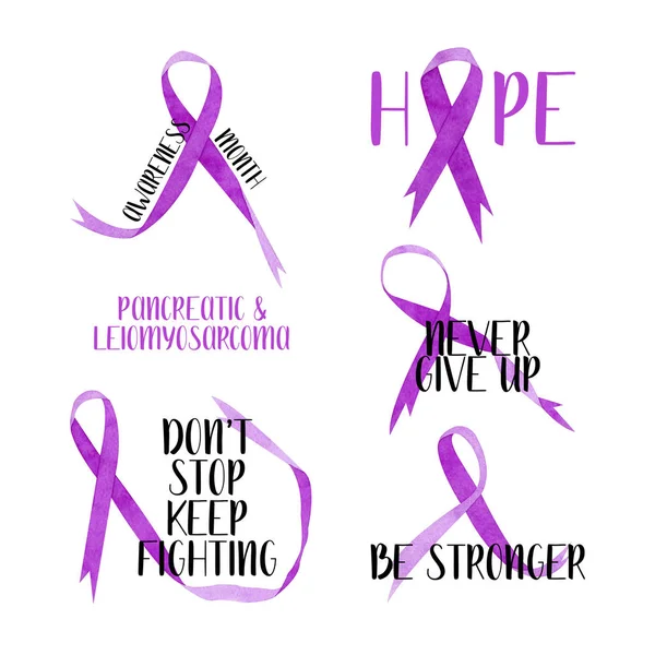 Set Cancer Awareness Ribbons White Background — ストック写真