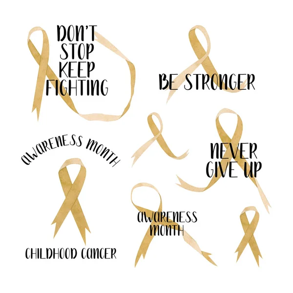 Set of cancer awareness ribbons on white background.