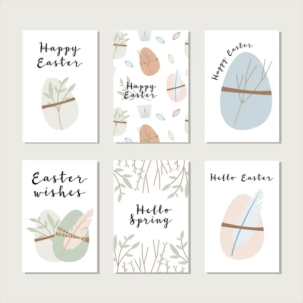 Poster Set Für Frohe Ostern Zarten Pastellfarben — Stockvektor