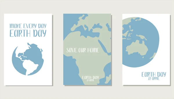 幸せな地球の日のためのポスターのセット — ストックベクタ