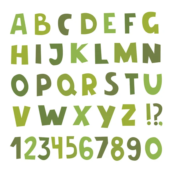 Groene Letters Cijfers Geïsoleerd Witte Achtergrond — Stockvector
