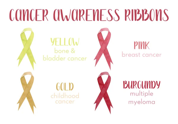 Set Verschiedenen Farben Des Krebsbewusstseins Bänder — Stockfoto