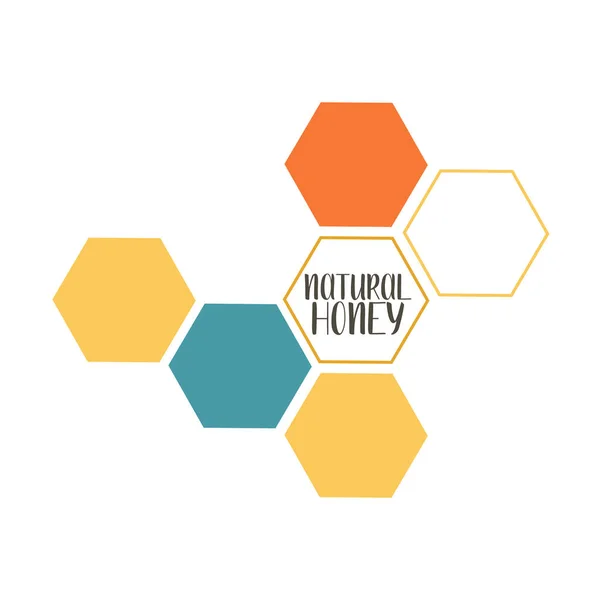 Natural Honey Poster Honeycombs — Stock Vector