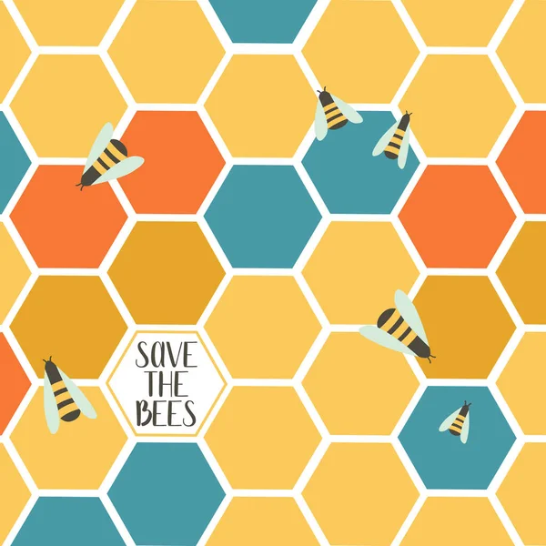 Poster Honeybees Bees — Stock Vector