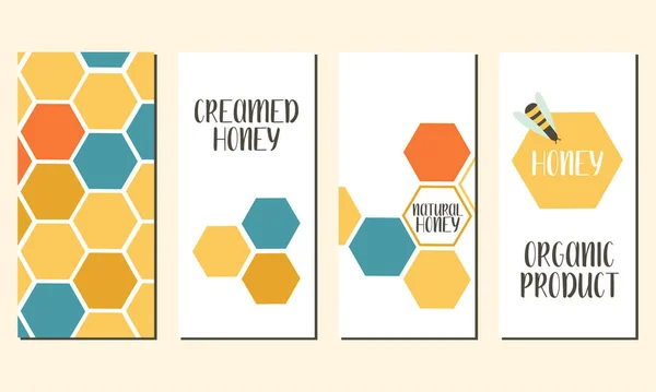 Set Cute Honey Posters — Stock Vector