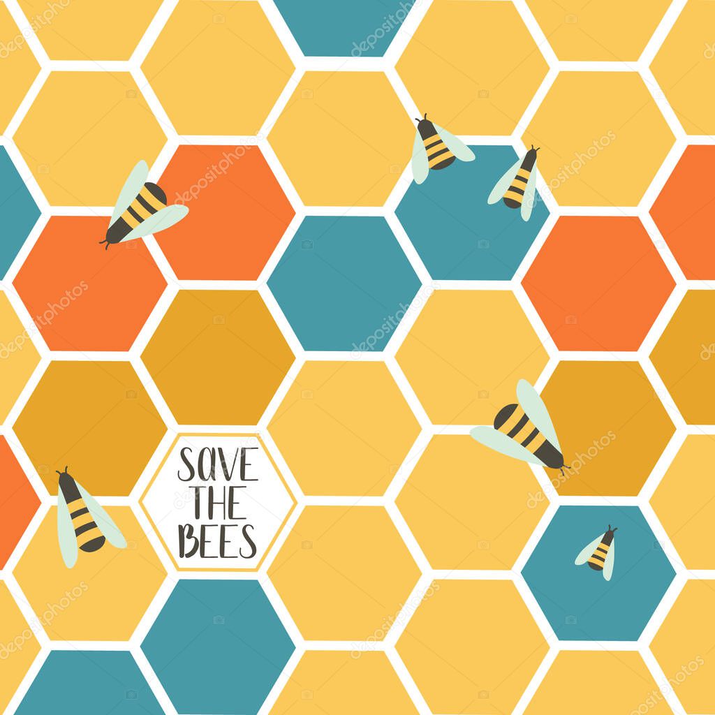 Poster with honeybees and bees