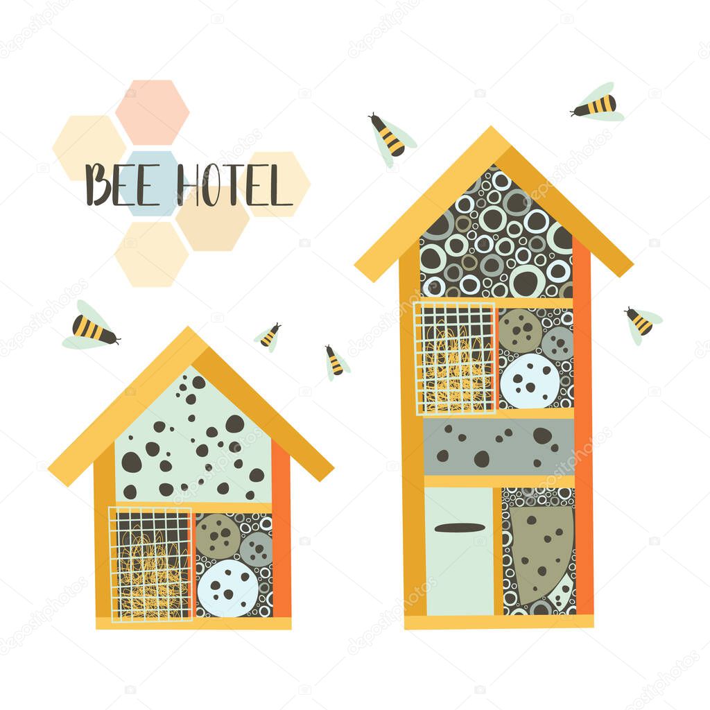 Bee hotel concept, illustration