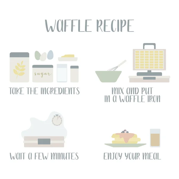 Receita Waffles Conceito Comida —  Vetores de Stock