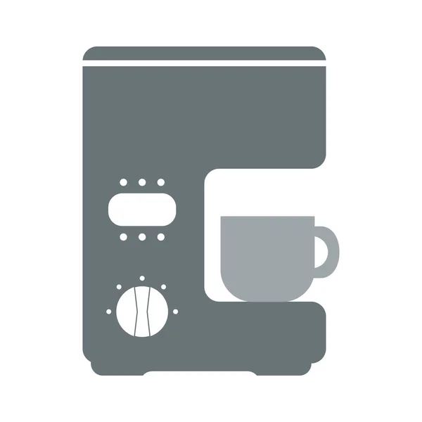 Grey Kávéfőző Gép Elszigetelt Fehér Háttér — Stock Vector
