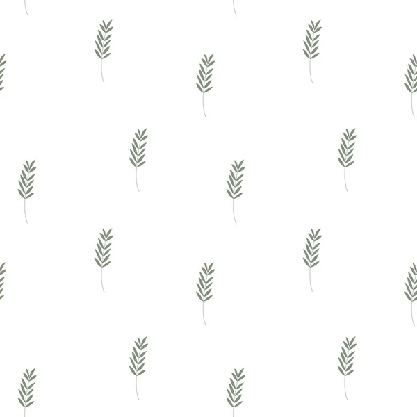 Abstrakte Minimalistische Tropische Blätter Vektornahtloses Muster Auf Weißem Hintergrund Karikatur — Stockvektor