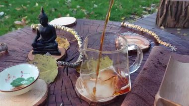 The tea ceremony slow motion video on the nature