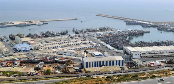 Panoramiczny widok na port morski w Agadir, Maroko — Zdjęcie stockowe