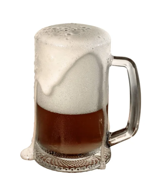 Beer Foam Spills Edges Glass — Stock Photo, Image