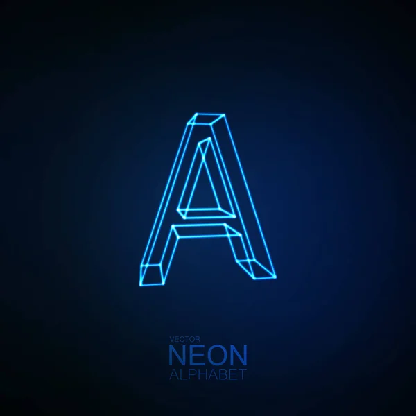 Neon 3D letra A —  Vetores de Stock