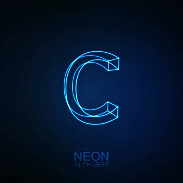 Neon 3D Buchstabe c — Stockvektor