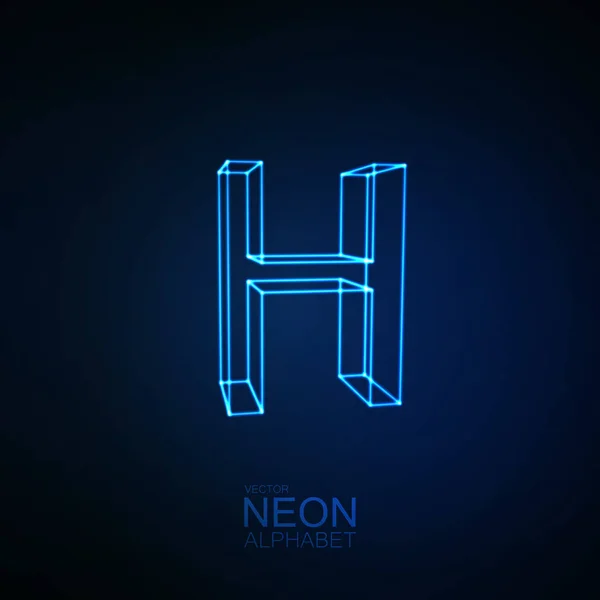 Neon 3d bokstav H — Stock vektor