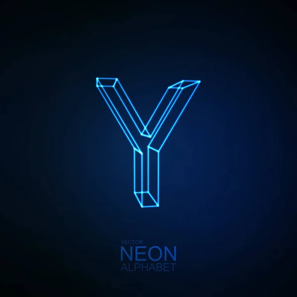 Neon 3d litera Y — Wektor stockowy