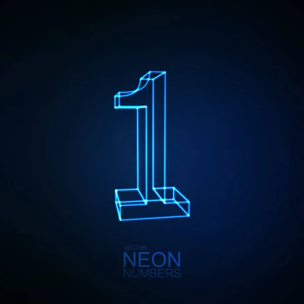 Neon 3D numara 1 — Stok Vektör