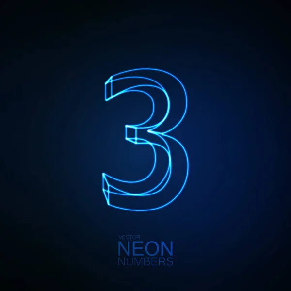 Neon 3d Zahl 3 — Stockvektor