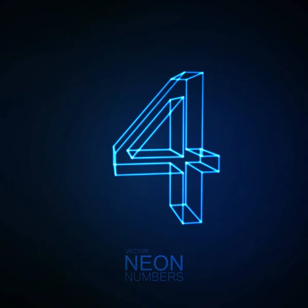 Neon 3d nummer 4 — Stock vektor