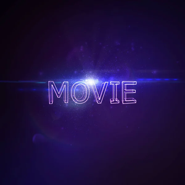 Movie 3d Neon Sign. — стоковый вектор